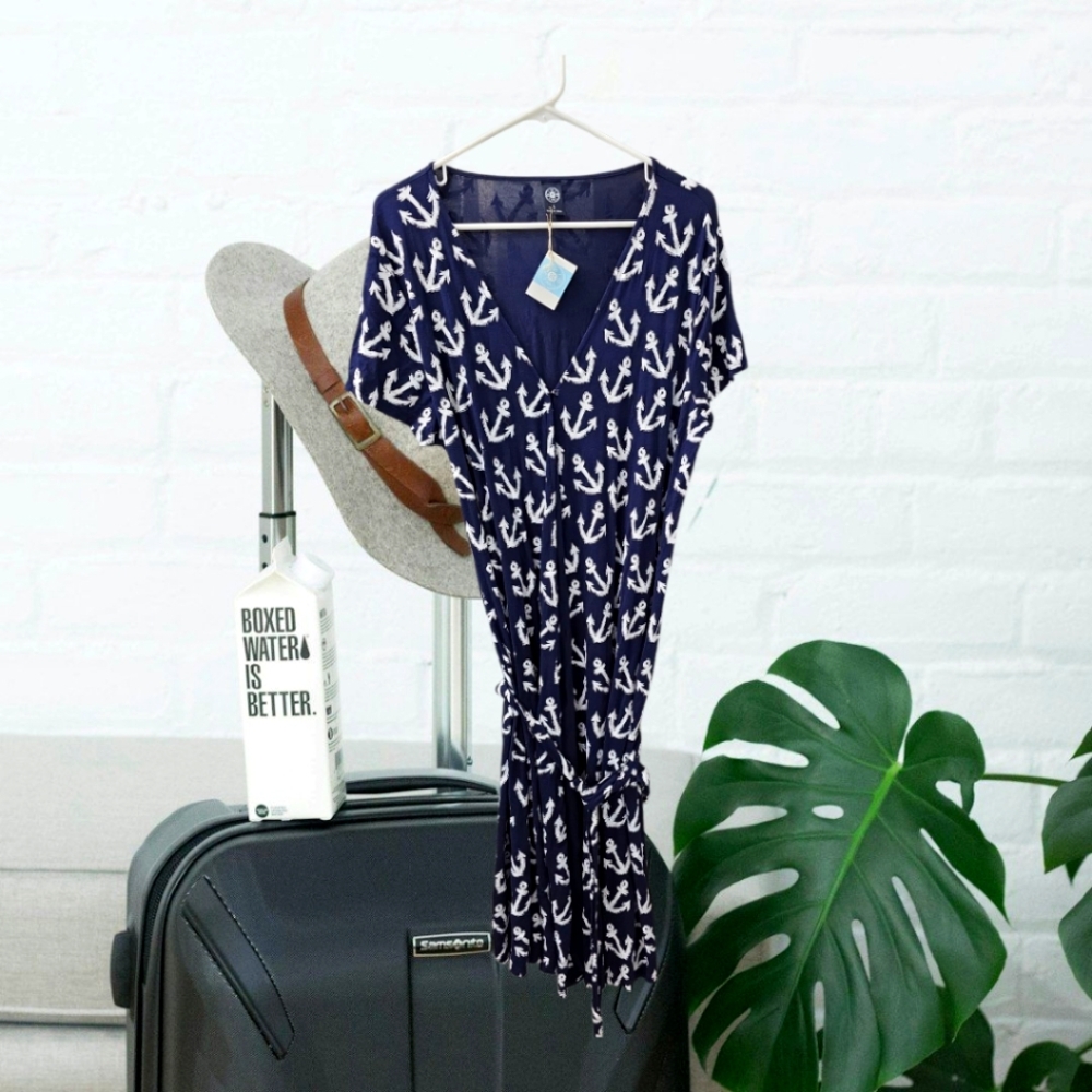 New wrap Navy Blue Anchor Print Dress . Hello Sailor!